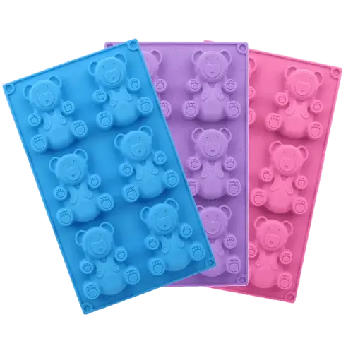 Silicone Gummy Bear Candy Silicone Molds & Ice Cube Tablets - Set Of 4 Gummy  Bear Molds And 2 Droppers For Chocolate, Jelly, Syrup, Soap Molds